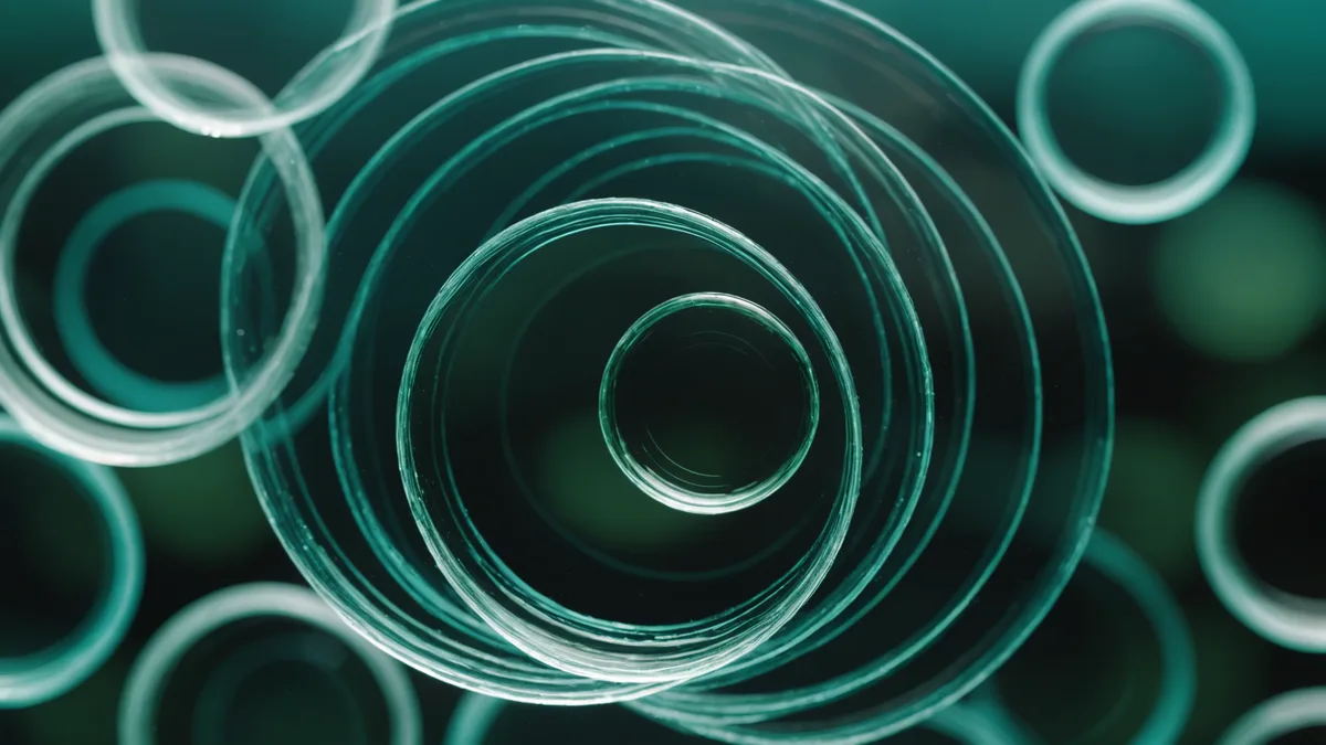 Abstract circular scan imagery in deep teal, soft glow effect